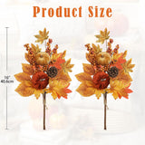 2Pack 16In Fall Picks And Sprays With Velvet Pumpkins Pinecones Berries Maple Leaves Artificial Fall Floral Branches Stems For Vases Autumn Table Centerpieces Seasonal Home Decor