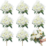 8 Bundles White Artificial Lily Rose Flowers Wedding Flower Bouquet Realistic Silk Flowers Faux Lily And Rose For Wedding Centerpieces Flower Arrangement Home Decor