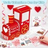 Train Valentines Day Box And Cards For Kids Classroom School Exchange, Great Valentines Gifts Party Favors For Boys Girls (1 Cute Train Box, 32 Valentine Cards, 1 Teacher Card)