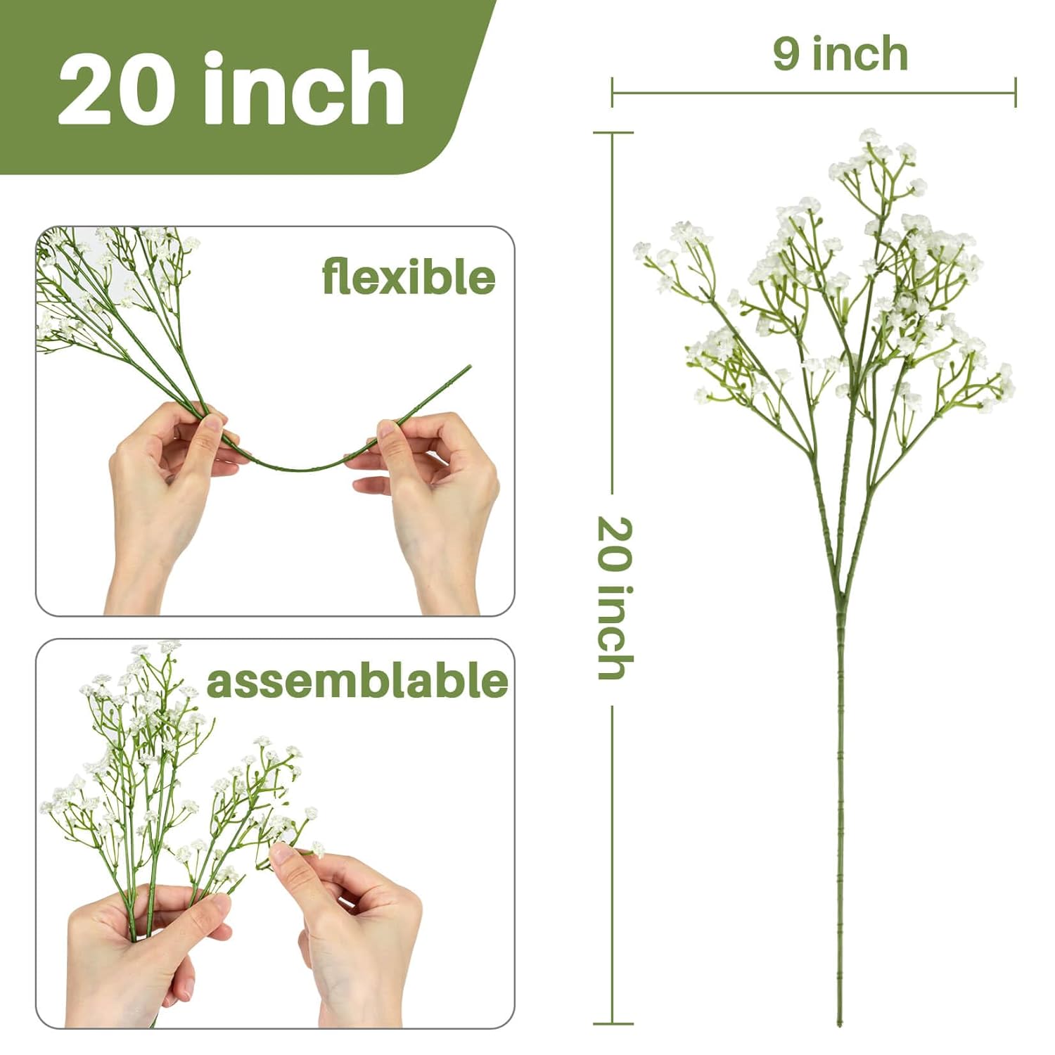 10Pcs Baby Breath Artificial Flowers Fake Babys Breath Gypsophila Flowers Bulk Realistic Artificial Flowers Bouquet Flores Artificiales Para Decoracion For Wedding Party Home Decoration