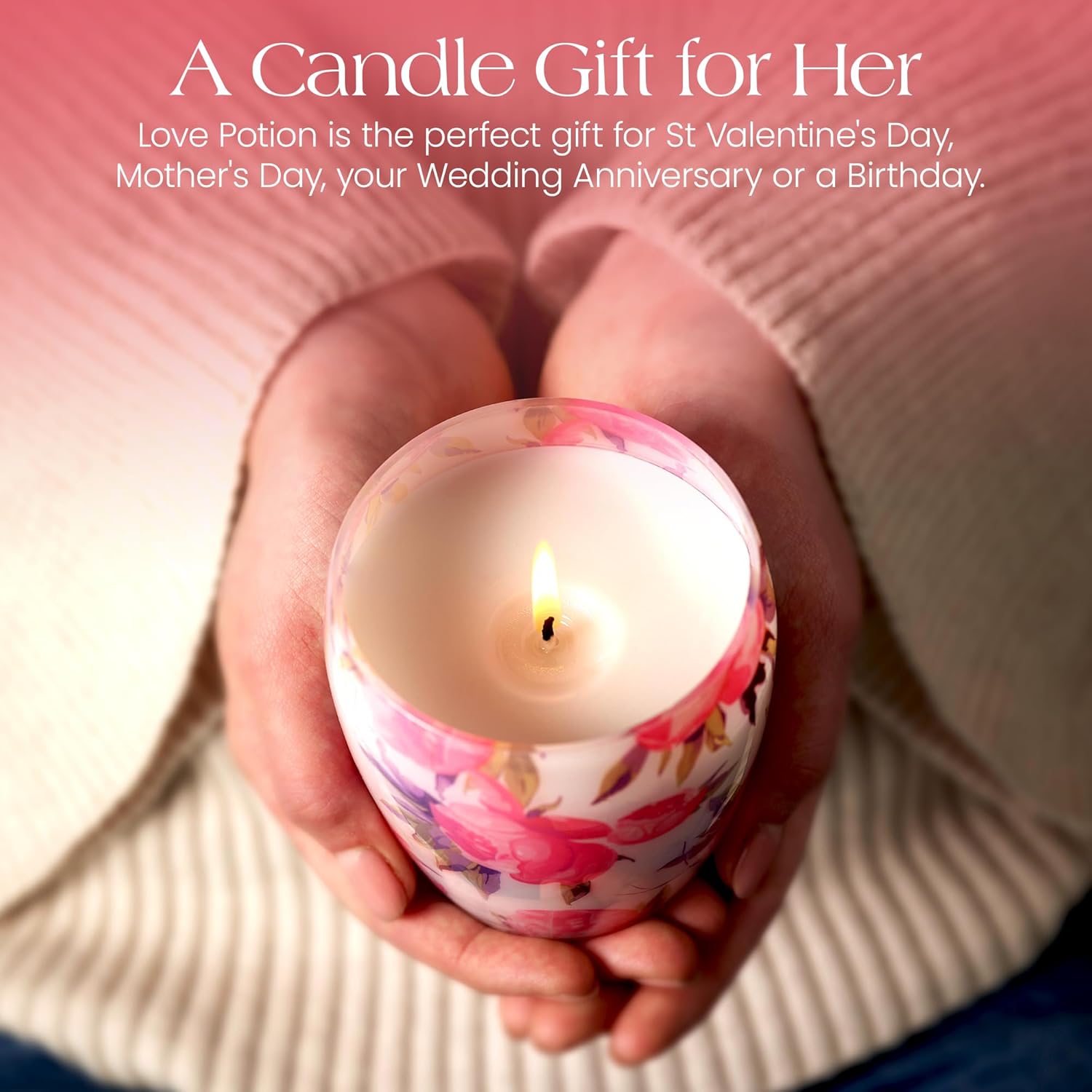 Luxury Love Candle Gifts For Women - Peony & Lychee Scented - Natural Soy Coconut Wax Blend - Elegantly Gift Packaged - 50-Hour Smoke-Free Burn Time