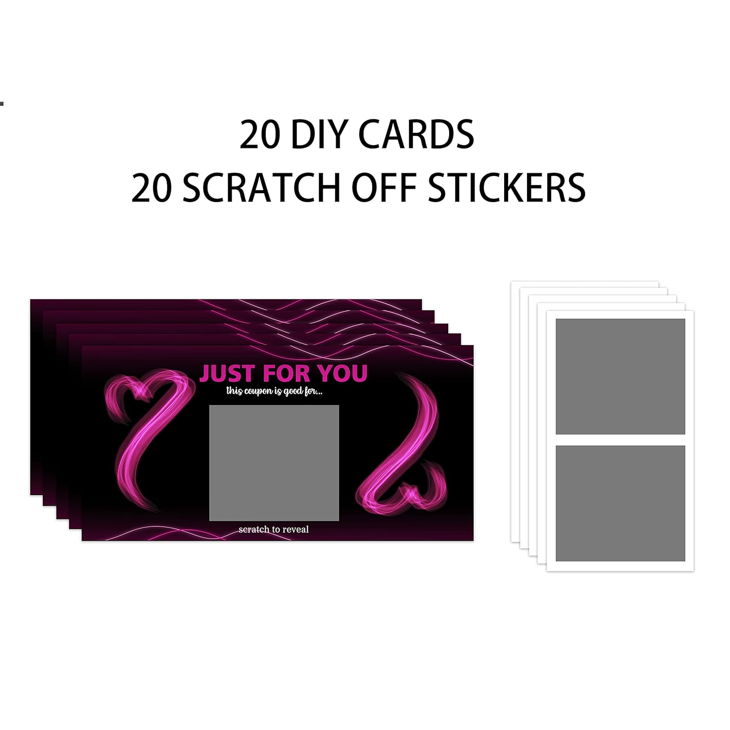 Scratch Valentines Day Card, Love Coupons, Love Note Scratch Off Cards, 20 Pieces Valentine'S Day Anniversary Greeting Card, Diy Valentines, Romantic Gifts For Husband, Wife, Lovers, Kids(A03)