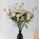 12 Pack Artificial Flowers Bulk - 5 White & 5 Cream Fake Mums With 2 Baby’S Breath Stems, Silk Chrysanthemum Pom Pom Floral Arrangements, Long Stem Faux Flowers For Vase, Wedding, Home Decor