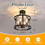2 Pack Semi Flush Mount Ceiling Lights Farmhouse Black Metal Chandelier Fixtures