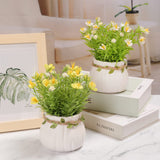 Artificial Flowers, Daisy Flower With Vase Silky Artificial Daisies Bouquet Fake Plant Bonsai For Home Office Wedding Decoration, Table Centerpieces Arrangement, Windowsill Décor, Yellow Daisy