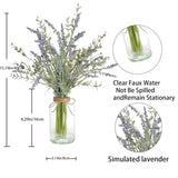 Artificial Lavender Stems In Glass Vase With Faux Water,15" Artificial Plants Eucalyptus Leaves For Shelf Desk Bathroom Farmhouse Room Coffee Table Home Decor