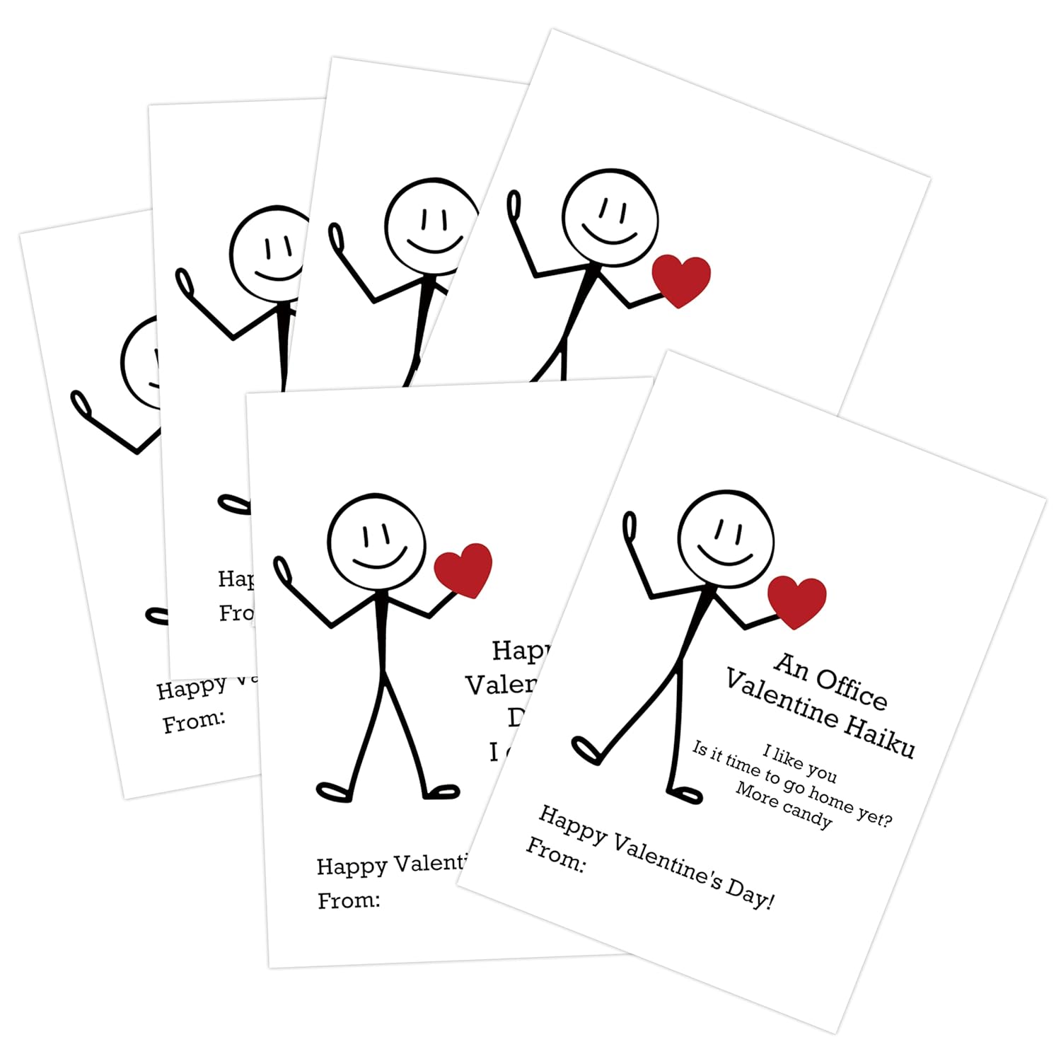 Pack Of 30 The Office Valentines Day Card, 6 Assorted Designs Of Stick Figure Humo Valentine Cards, Valentine'S Day Party Supplies, Office Valentines Day Gifts For Coworkers Employee Manager Boss,4
