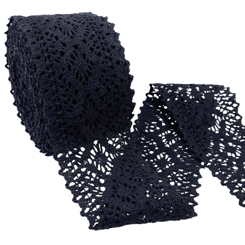 Black Lace Ribbon 8 Yards Crochet Lace Trim Cotton Sewing Lace For Cra