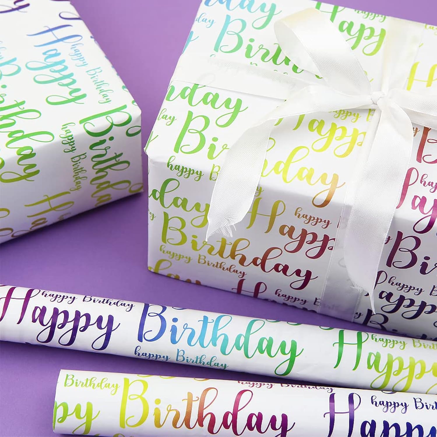Happy Birthday Wrapping Paper For Kids, Girls, Boys, Women, Men - Gradient Light Color Birthday Gift Wrap Paper, 6 Sheets Folded Flat, 20X28 Inches Per Sheet