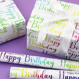 Happy Birthday Wrapping Paper For Kids, Girls, Boys, Women, Men - Gradient Light Color Birthday Gift Wrap Paper, 6 Sheets Folded Flat, 20X28 Inches Per Sheet