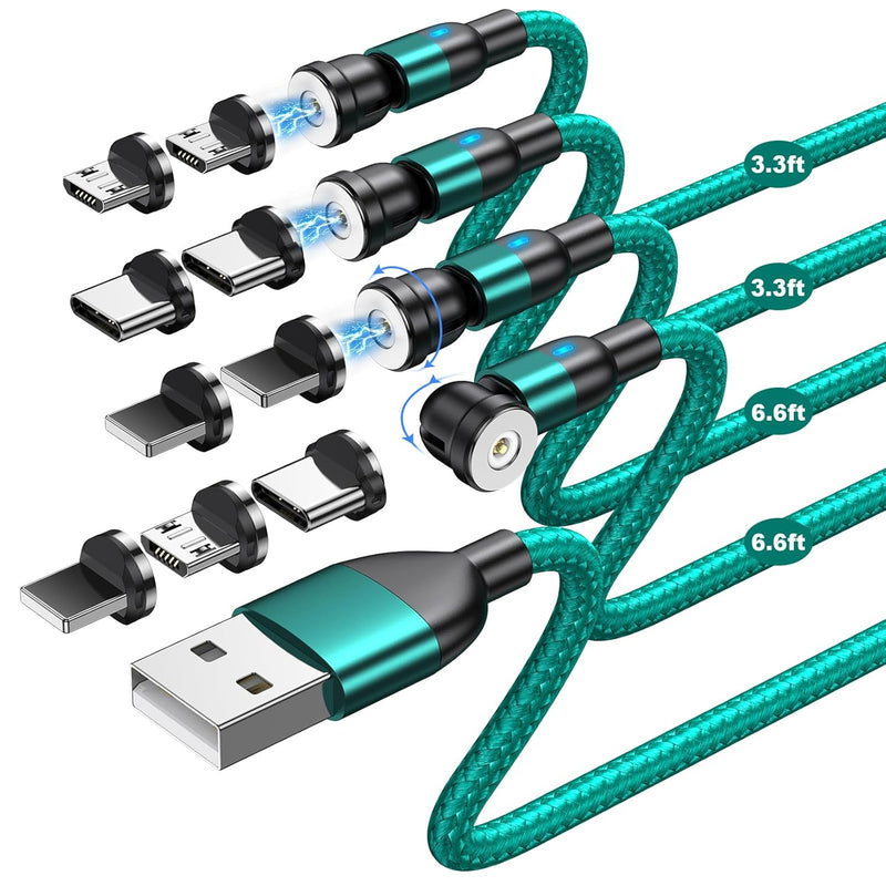 Magnetic Charging Cable (4Pack, 3.3Ft/3.3Ft/6.6Ft/6.6Ft)/360°&180° Rotating Ma