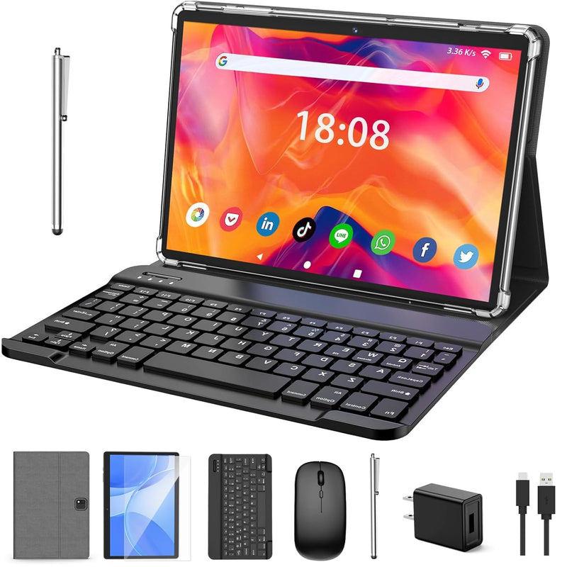 Tablet With Keyboard, 2 In 1 Tablet, 6Gb+128Gb, 1Tb Expand, Android 13 Tablet,