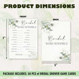 Wedding Shower Game Cards, 30 Greenery Bridal Word Scramble Cards & 1 Answer Card For Bachelorette Engagement Party Reception Supplies Decor- B08