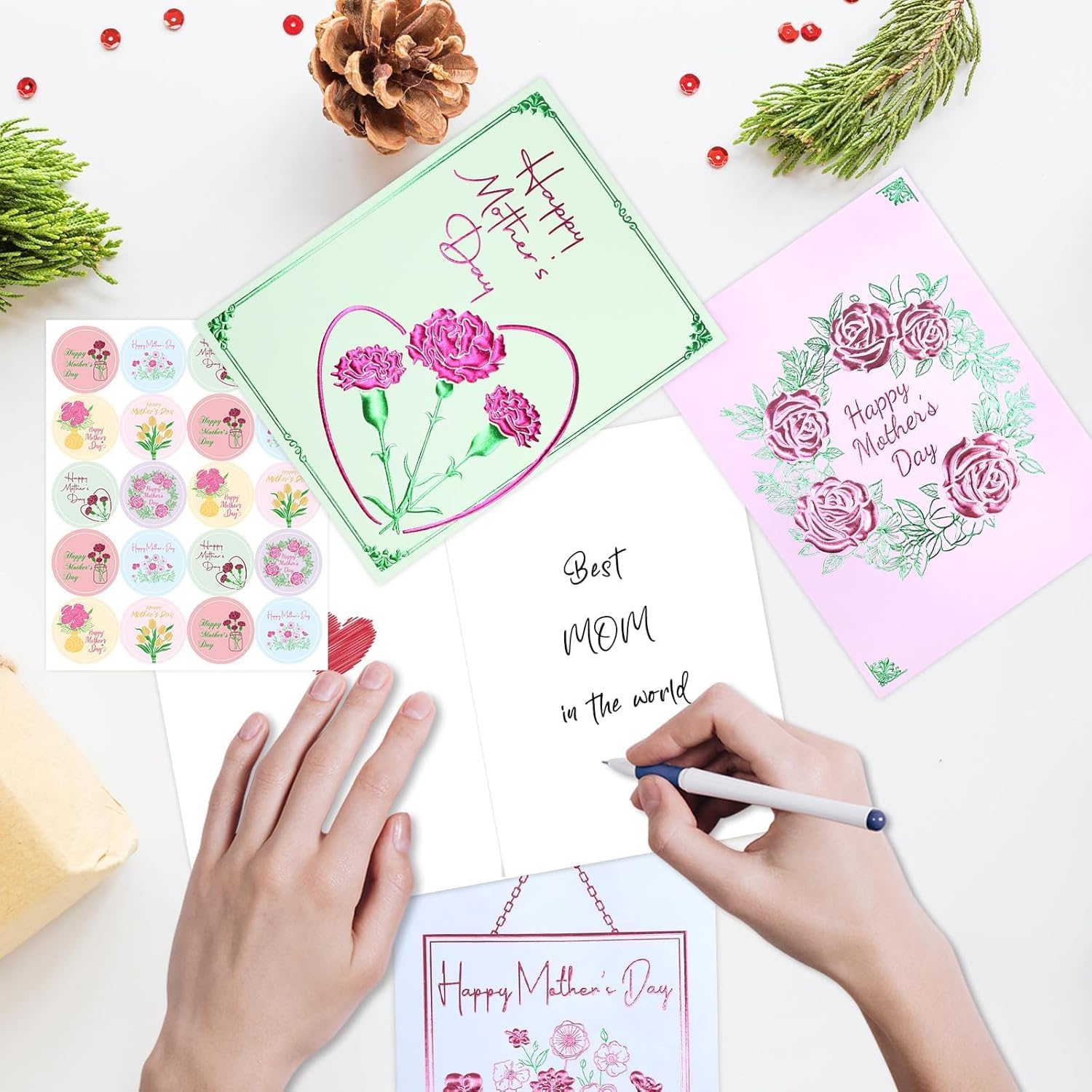 24 Pack Embossed Happy Mothers Day Cards With Envelopes Floral Mother'S Day Gift Cards Blank Inside