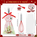 48 Sets 10 Inch Christmas Whisks Gifts Diy Fillable Christmas Tree Ornaments Xmas Colored Silicone Whisks For Cooking Heat Resistant Egg Beaters With Card Rope Bag For Candy Holder