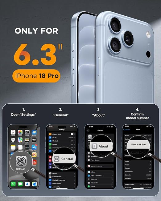 Magnetic Case for iPhone 18 Pro 6.3 Inch Full Body Protection Glacier Cover