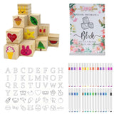 156-Piece Baby Shower Building Block Game Set, Featuring 58 Plain Wooden Blocks, 48 Markers, 48 Templates, 1 Game Instruction Card, And 1 Storage Box—Specially Designed For Parties (Floral Theme)