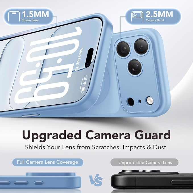 Magnetic Shockproof Phone Case for iPhone 18 Pro and iPhone 17 Pro Coastal Blue Protective Cover MagSafe Compatible Matte Finish Drop Protection