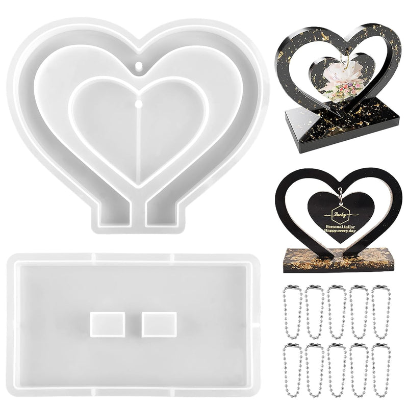 Large Photo Frame Resin Molds, Heart Shape Silicone Mold For Photo Frames Making, Diy Picture Frame Display Unique Mold For Resin Casting Art Crafts Table Home Decor Gift