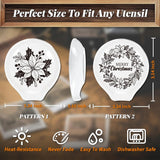 2Pcs Christmas Coffee Ceramic Spoon Rest Poinsettia Wreath Pattern 3.34"X3.54" Cute Spoon Holder, Heat Resistant Utensil Holder For Coffee Bar Decor Women Men, Housewarming Gifts