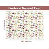 Farmhouse Wrapping Paper Roll - Mini Roll - 17 Inch X 16.5 Feet - Farm Animal Wrapping Paper For Birthday, Baby Shower, Country Present Wrapping
