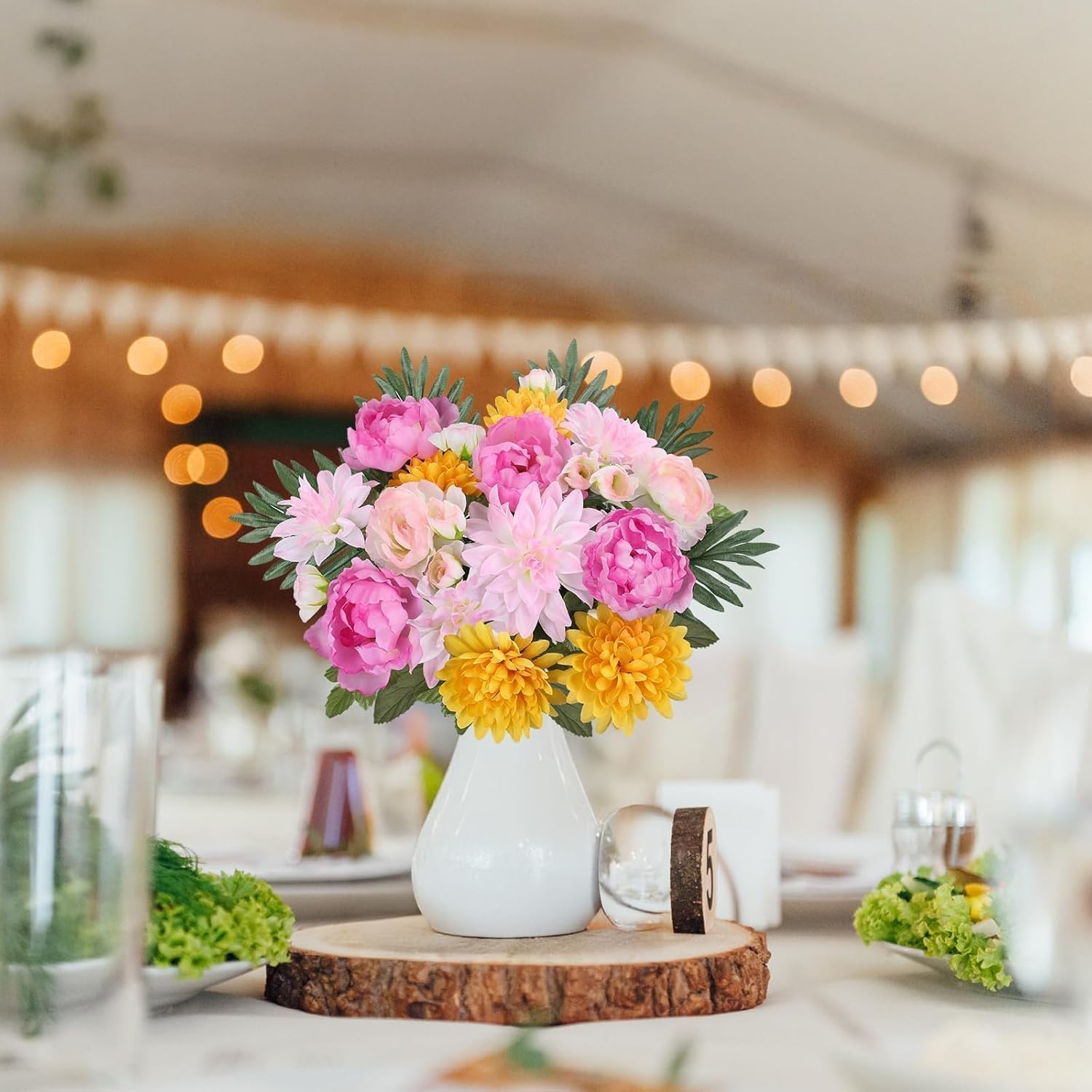 Yellow Flowers Bouquet 11 Stems Artificial Tiger Lilies Mixed Faux Morning Glory Calla Lily; Fake Flowers Spring Decorative Flowers Floral Arrangement For Home Wedding Table Centerpiece