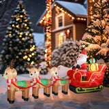 12 Ft Christmas Inflatable Decorations, Santa Claus On Sleigh With Reindeer Propeller Built-In Bright Led Light Blow Up