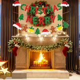 Merry Christmas Banner, Glitter Merry Christmas Banner And Glitter Christmas Signs Banner For Party Decoration, Red & Green Xmas Party Decorations For Home Wall Fireplace Party Supplies