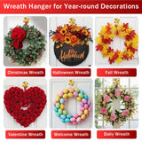 4Pack Suction Cup Hooks, Wreath Hangers For Front Door, New No Drill Door Garland Hanger For Door Wreaths, Reusable Holder For Glass Window, Door, Fall, Christmas, Welcome Sign(Gold)