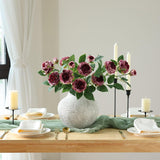 4Pcs Burgundy Artificial Roses Flowers Fake Silk Rose Flower With Leaves Stems Realistic Faux Floral Arrangement Decorations For Wedding Table Centerpieces Vase Home Decor (Burgundy)
