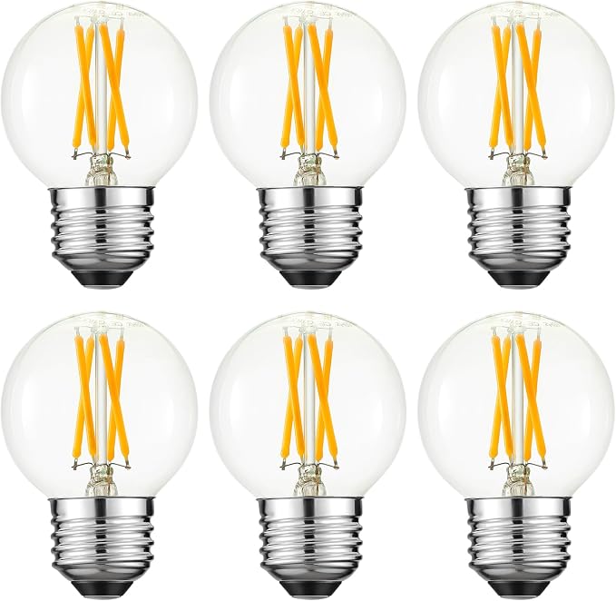 G16.5 E26 LED Light Bulbs 4W Dimmable Warm White 2700K Clear Glass Decorative Bulbs