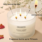 Scented Candle For Home,Jasmine Fragrant, Soy Wax 12.4Oz Large Capacity,3-Wick 70 Hours Burn,For Festival Luxury Gift,Sleep Decor Relaxation Ambience