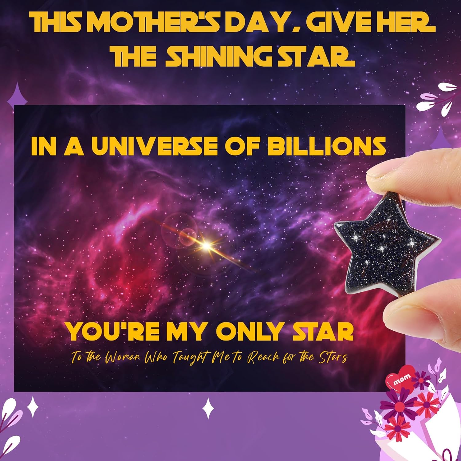 Stocking Stuffers For Mom Under 10, Best Mom In The Galaxy, Handmade Natural Shining Star Keepsake Set, Cute Holiday Gifts For Mum