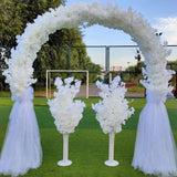 Artificial Faux Cherry Blossom Branches Decor, 35 Inch For Tall Floor Vase Used As Wedding Home Decoration, Fake White Flowers For Dinner Table Centrepiece, White, 5Pcs