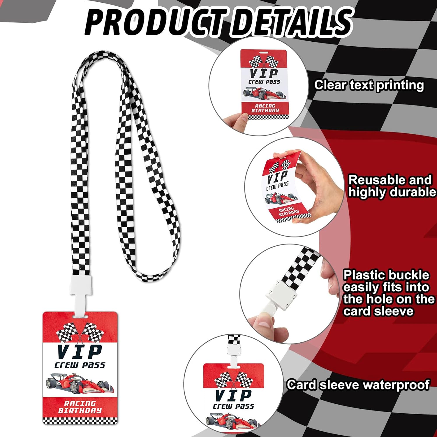 25 Sets Racing Vip Pass Cards Race Car Theme Birthday Party Pvc Vip Passes Tickets With Checkered Lanyards For Event Gamer Fast One Invitations