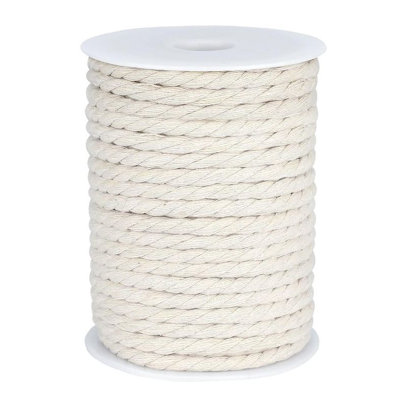 Macrame Cord, White Cotton Rope, 6Mm X 32 Yard Natural White Cotton Ma