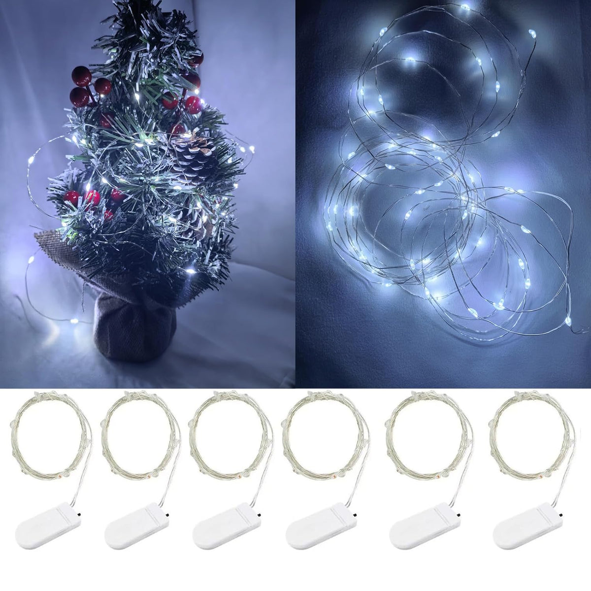 6Pack Fairy Lights Battery Operated -3.3Ft 10 Led Silver Wire Firefly Mini Lights For Mason Jars Diy Crafts Christmas We