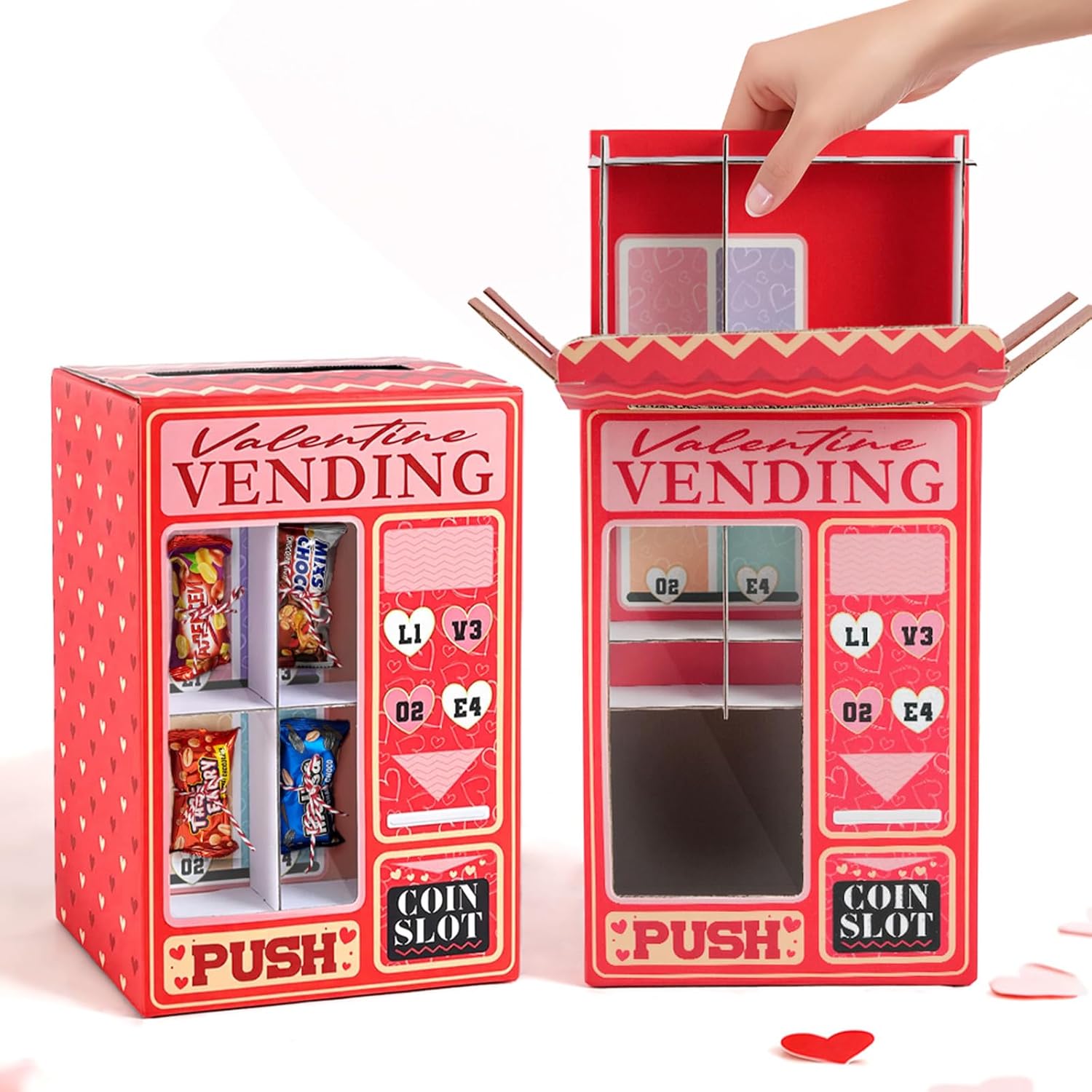 Valentines Day Gifts For Kids - Diy Vending Mailbox Valentine Boxes For Kids With 30 Valentine Cards - Valentines Day Cards For Boys Girls Toddlers School Classroom Exchange Party Favors