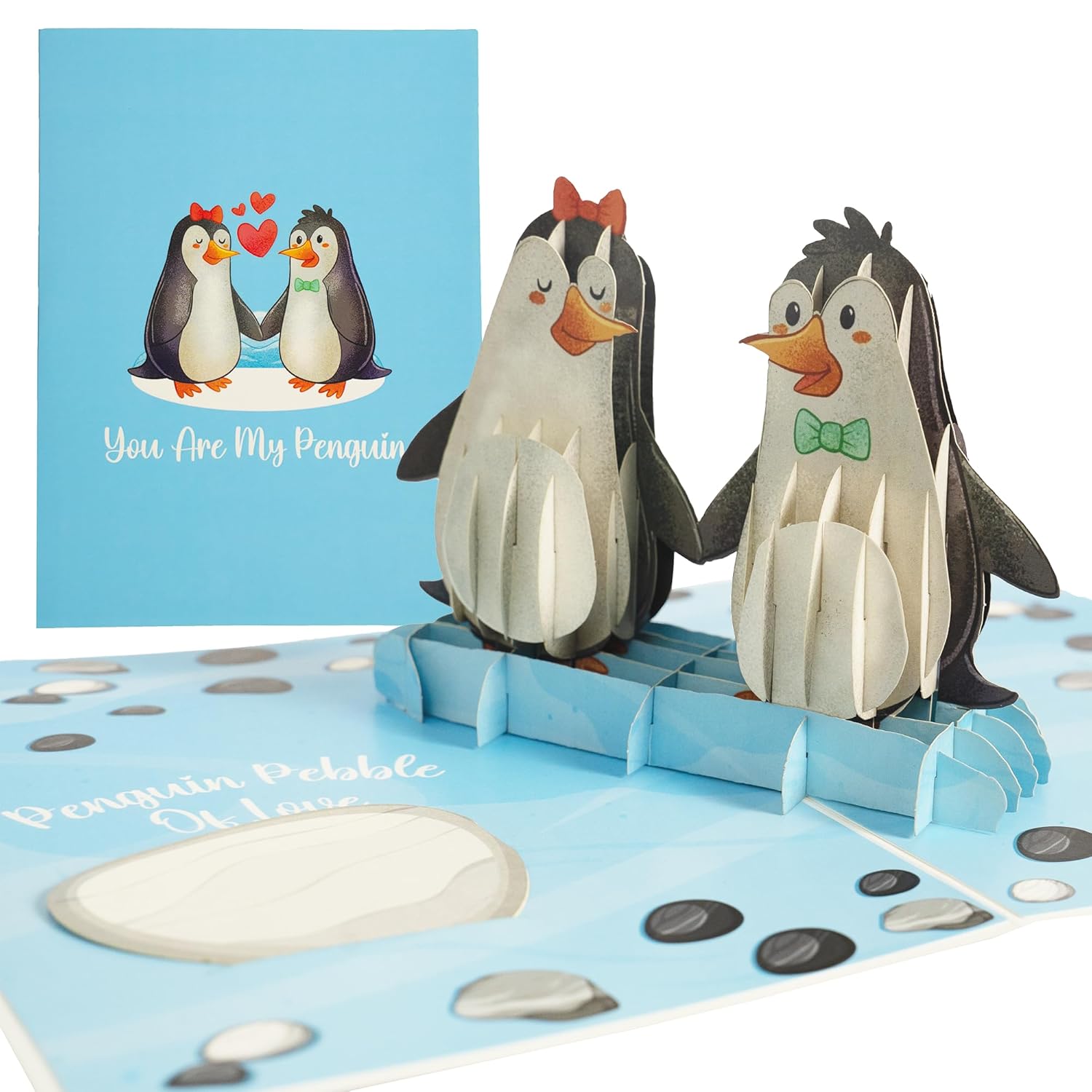 Penguin Pebble 3D Pop Up Card, You Are My Penguin Valentine Love Card For Couples, Anniversary, Birthday Card For Husband, Wife, Fiance, Boyfriend Or Girlfriend, Romantic Wedding Gift