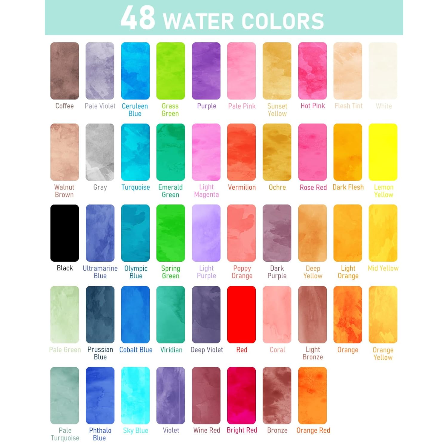 Watercolor Paint Set, 48 Water Colors Kit With 3 Painting Brushes, Palette, Watercolor Pen, Non-Toxic Painting Supplies For Kids, Adults, Students, Beginners And Artists
