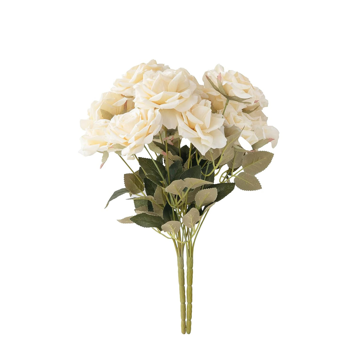 Silk Flowers Box Set Faux Flowers, 14 Heads Long-Stem Real Touch Silk Roses In Two Branches For Home Decor Centerpieces Wedding Decor Bridal Shower Party (Ivory White*)