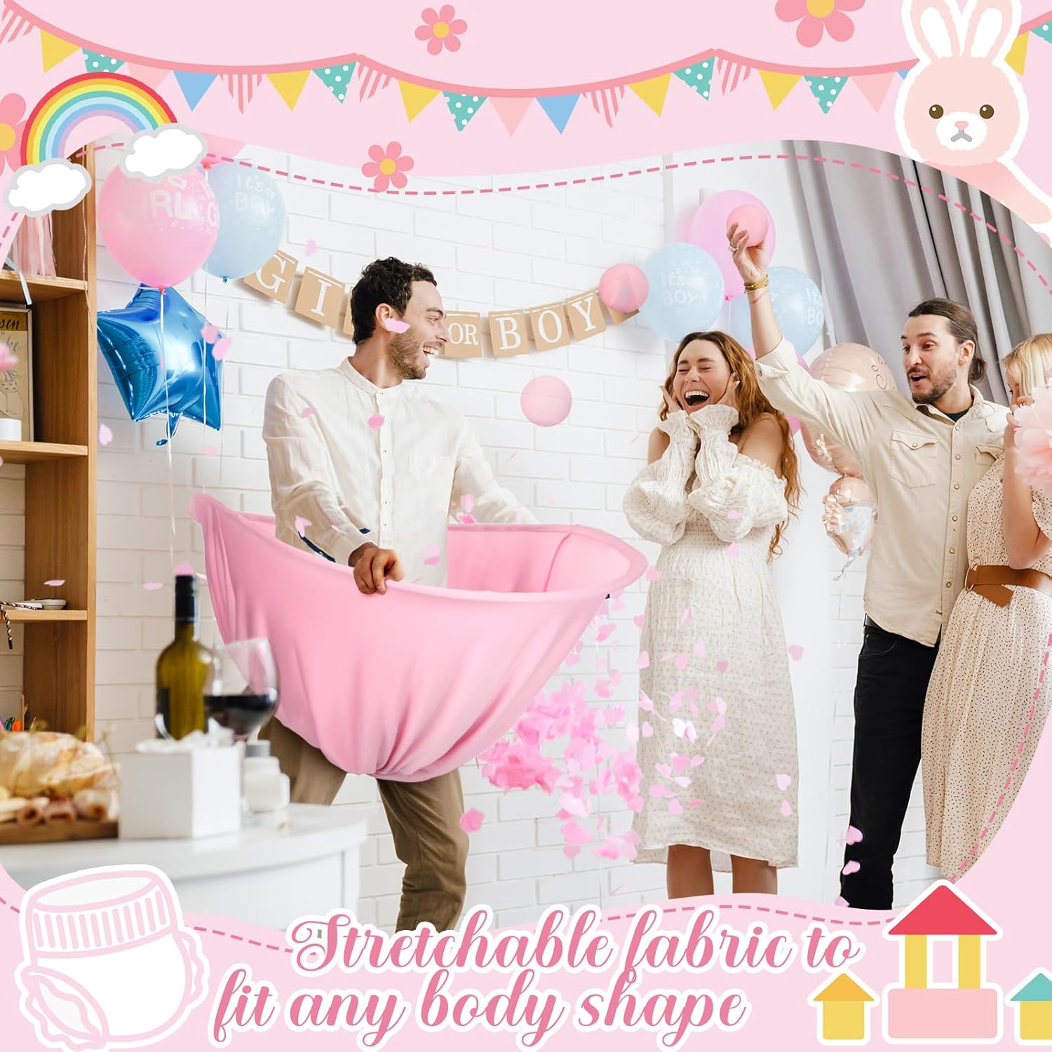 4Sets Baby Shower Games Bridal Shower Games Funny Activities Balls Included Funniest Baby Game Ever For Boy Or Girl How Many Plushies Can You Catch In Your Diaper (Pink)