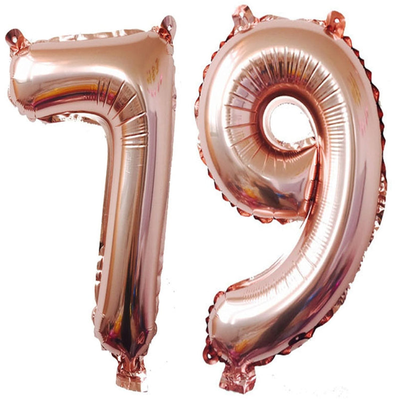 40Inch Rose Gold Foil 79 Helium Jumbo Digital Number Balloons, 79Th Bi