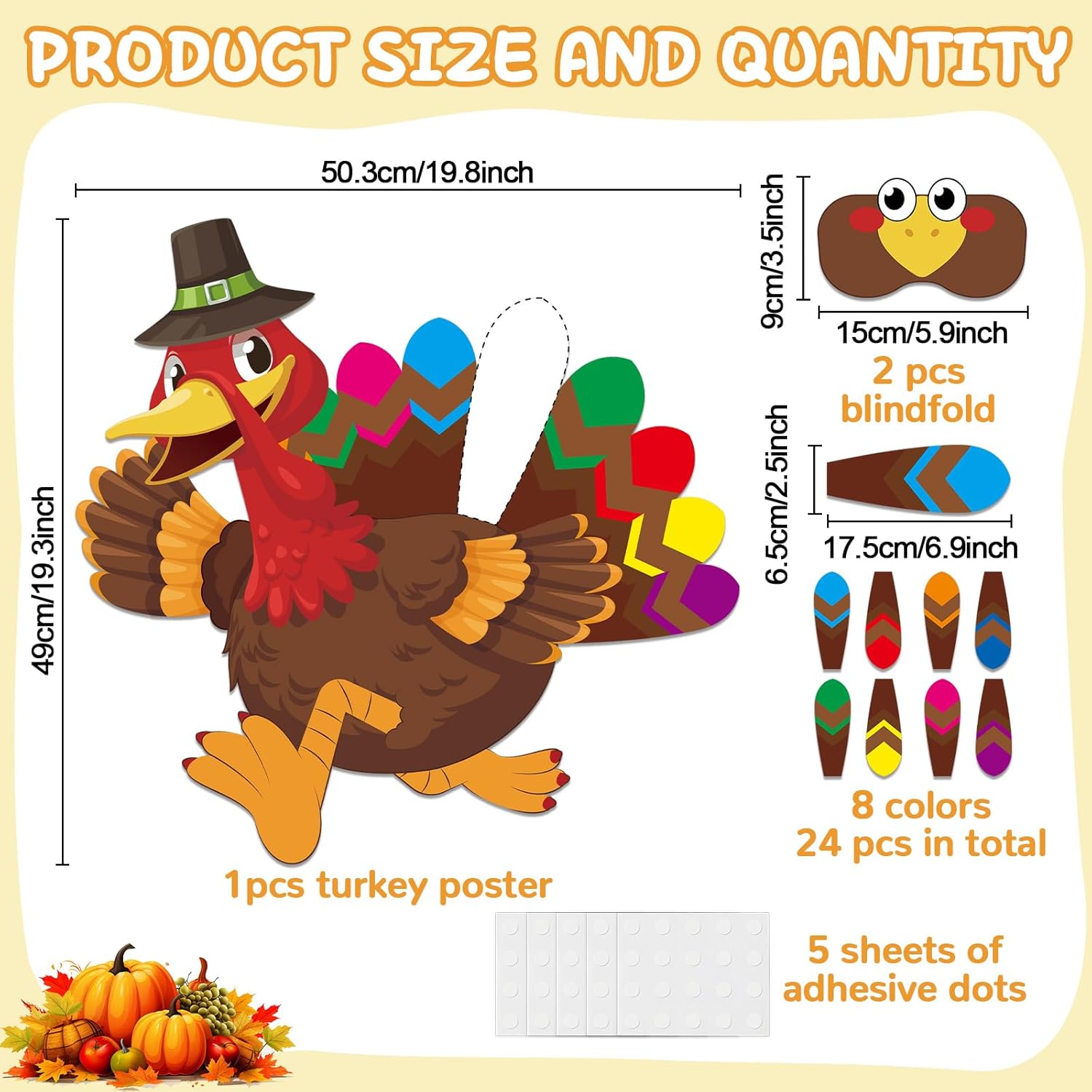 Thanksgiving Party Games For Kids Pin The Tail On The Turkey Poster Fall Festival Games Activities With 24 Feather Stickers For Family School Thanksgiving Party Favors Decorations Supplies