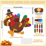 Thanksgiving Party Games For Kids Pin The Tail On The Turkey Poster Fall Festival Games Activities With 24 Feather Stickers For Family School Thanksgiving Party Favors Decorations Supplies