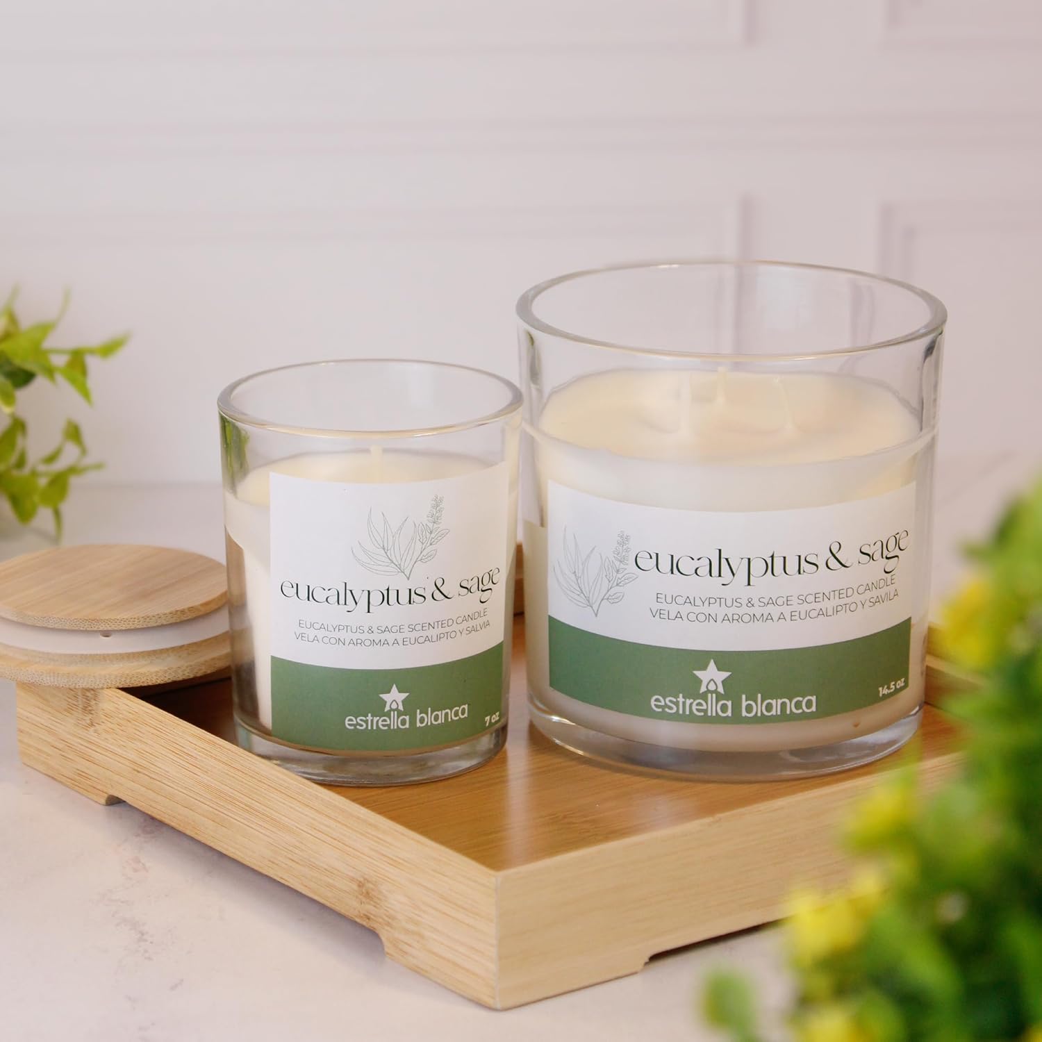 7Oz Eucalyptus And Sage Scented Candle, Candles For Home Scented, Soy Blend Wax Candle, Gift For Women Men, Long Burning Candle