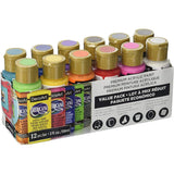 DecoArt Americana Acrylic Paint - 12 Ct Basic Assorted Acrylic Paints Value Pack - Medium Viscosity Water Based Multi Surface Paint Set for Arts and Crafts, Wall Art, Model Kit Paint + E-book