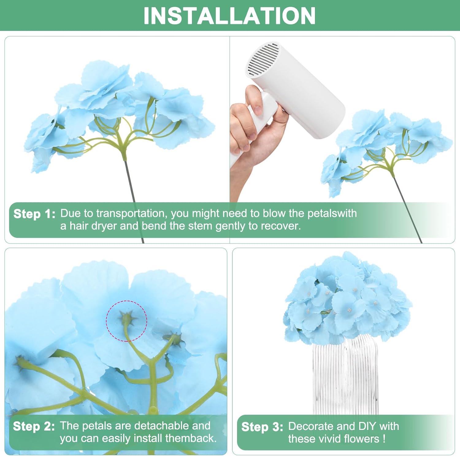 20-Pack Silk Hydrangea Flowers, Artificial Flowers Heads With 20Pcs Stems, Full Hydrangea Flowers For Home Decor/Wedding/Christmas/Diy/Party/Garden [Red]