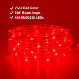 Red Led Lights, 16Ft Rope Lights, Flexible And Connectable Strip Lighting, Waterproof For Indoor Outdoor Use, 360 Beam Angle, High Brightness For Home Christmas Thanksgiving Halloween