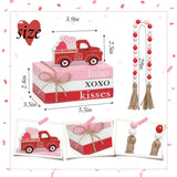 Valentines Tiered Tray Decor, Mini Wood Book Stack With Bead Garland For Valentine Decor, Hug Xoxo Kiss Mini Faux Decorative Books Bundle, Farmhouse Decor For Table Mantle Shelves